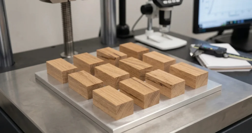 Laboratory test specimens for dimensional stability and ASE testing of Ultimate FBR modified timber