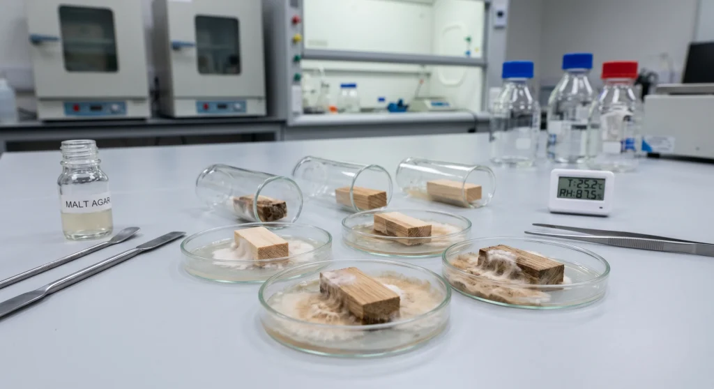 EN 350 fungal decay resistance testing of Ultimate FBR wood durability specimens by IPB University and Université de Lorraine